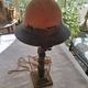 Mushroom lamp in glass paste and bronze Art Nouveau