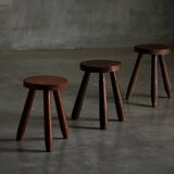 Brutalist Tripod Stools, France, 1960s