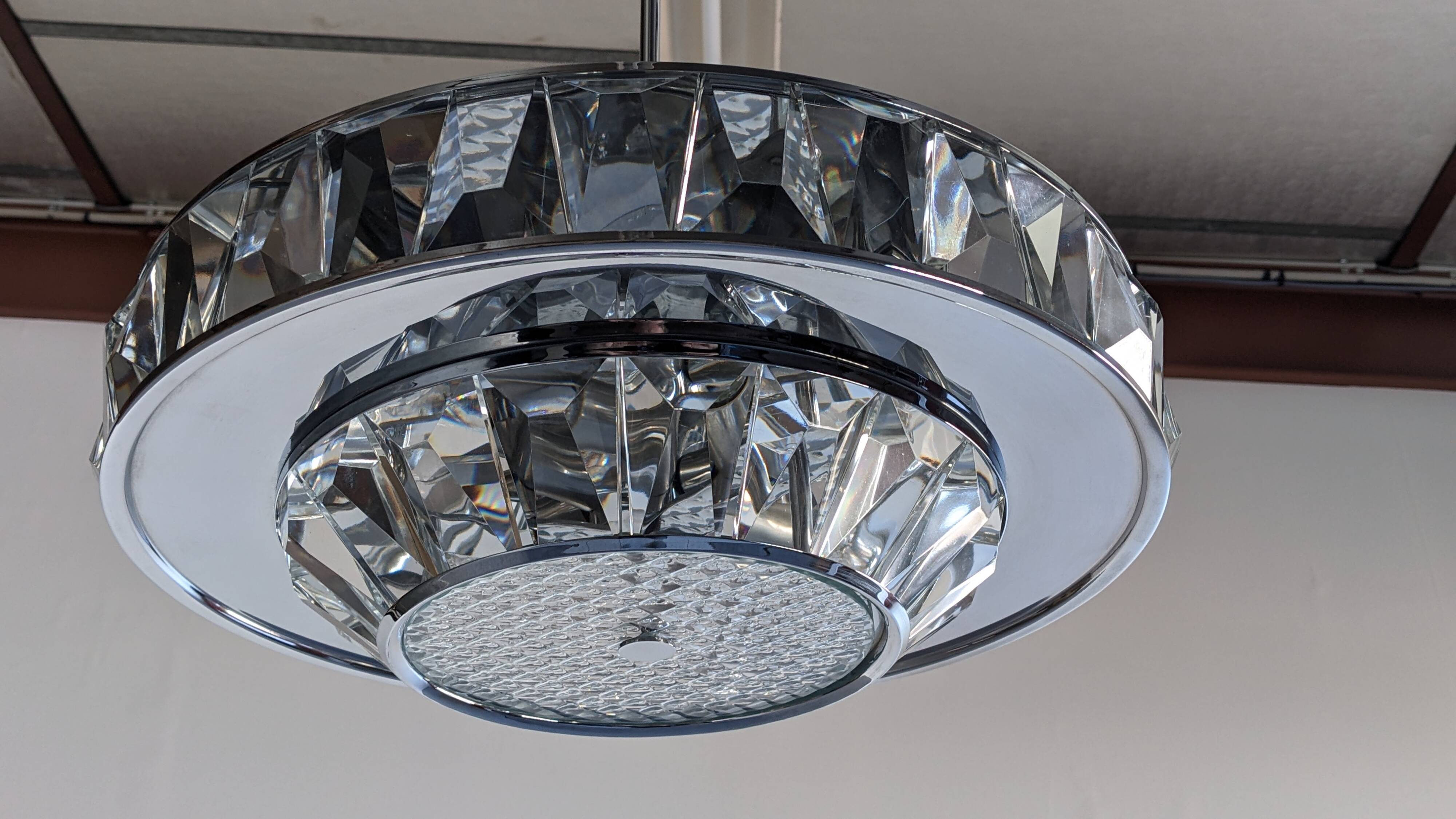 Lustre soucoupe en cristal par Kinkeldey, Autriche vers 1970