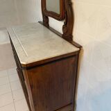 Wooden and marble chest of drawers with mirror