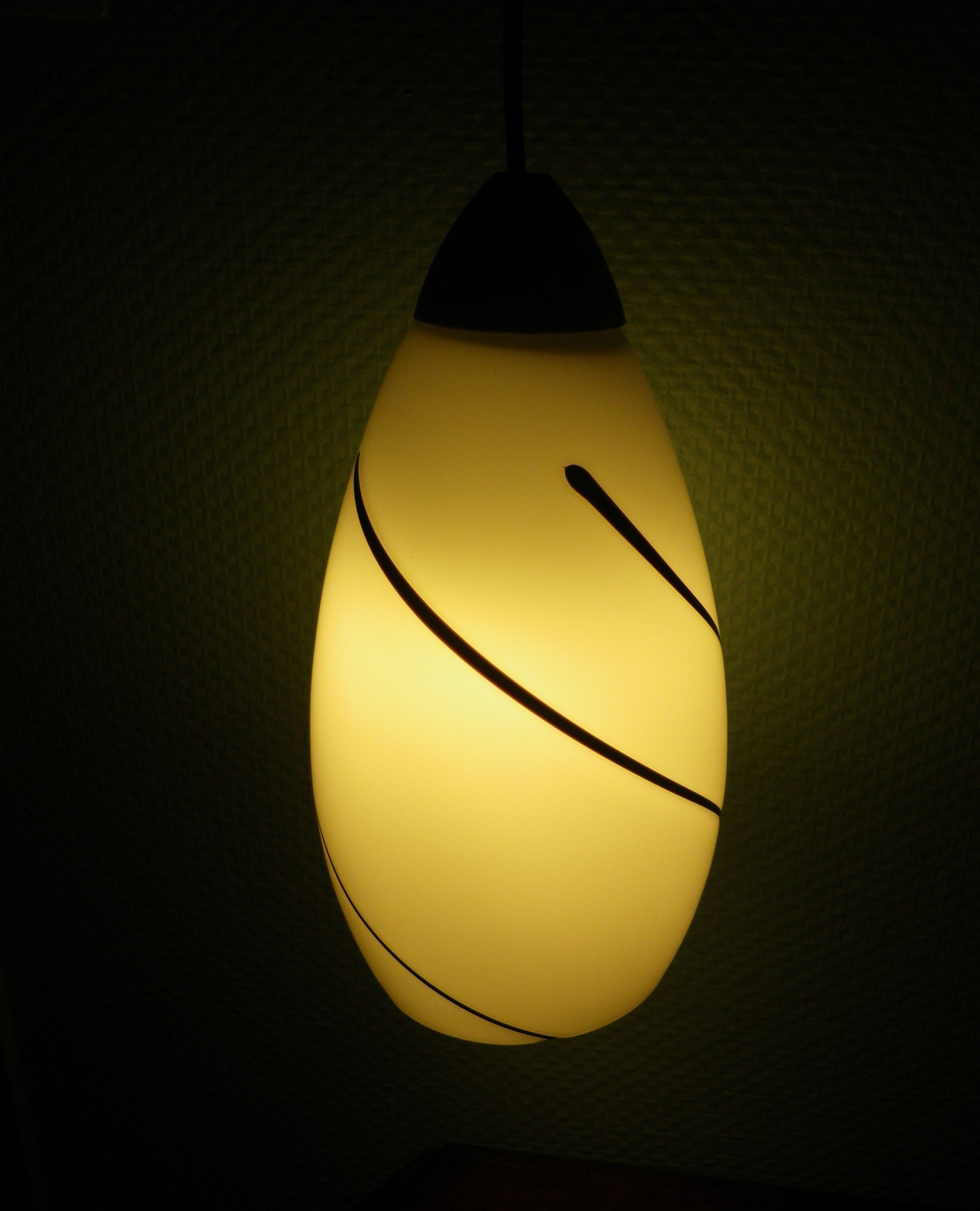 Corep pendant lamp, white opaline with spiral decoration - 70s