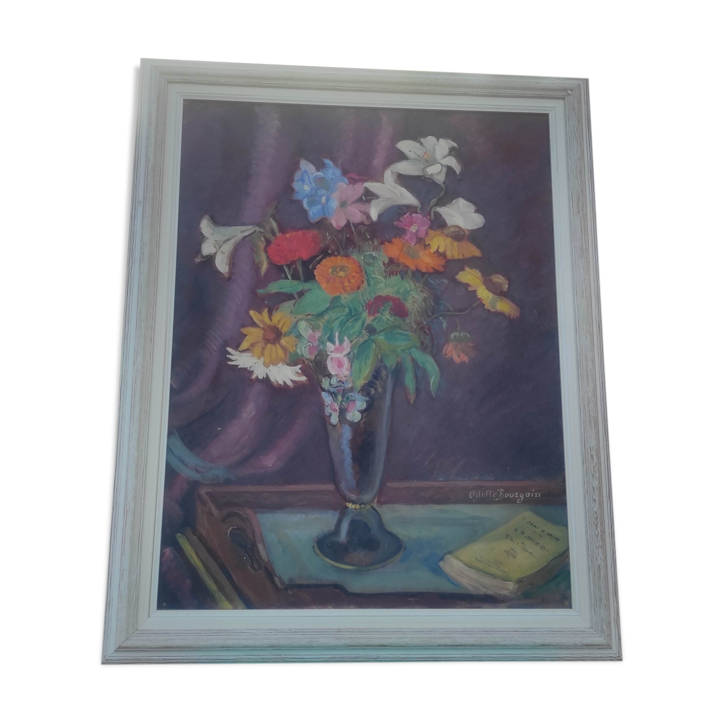 Bouquet on canvas signed