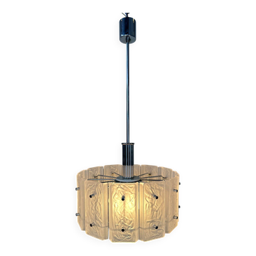 Lampe suspendue vintage des années 1970 – verre/chrome