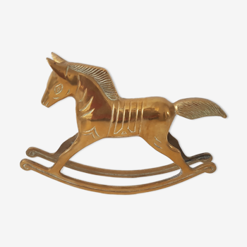 Cheval à bascule à main en laiton - figurine vintage