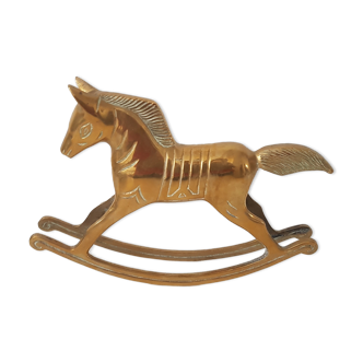 Brass hand rocking horse - vintage figurine
