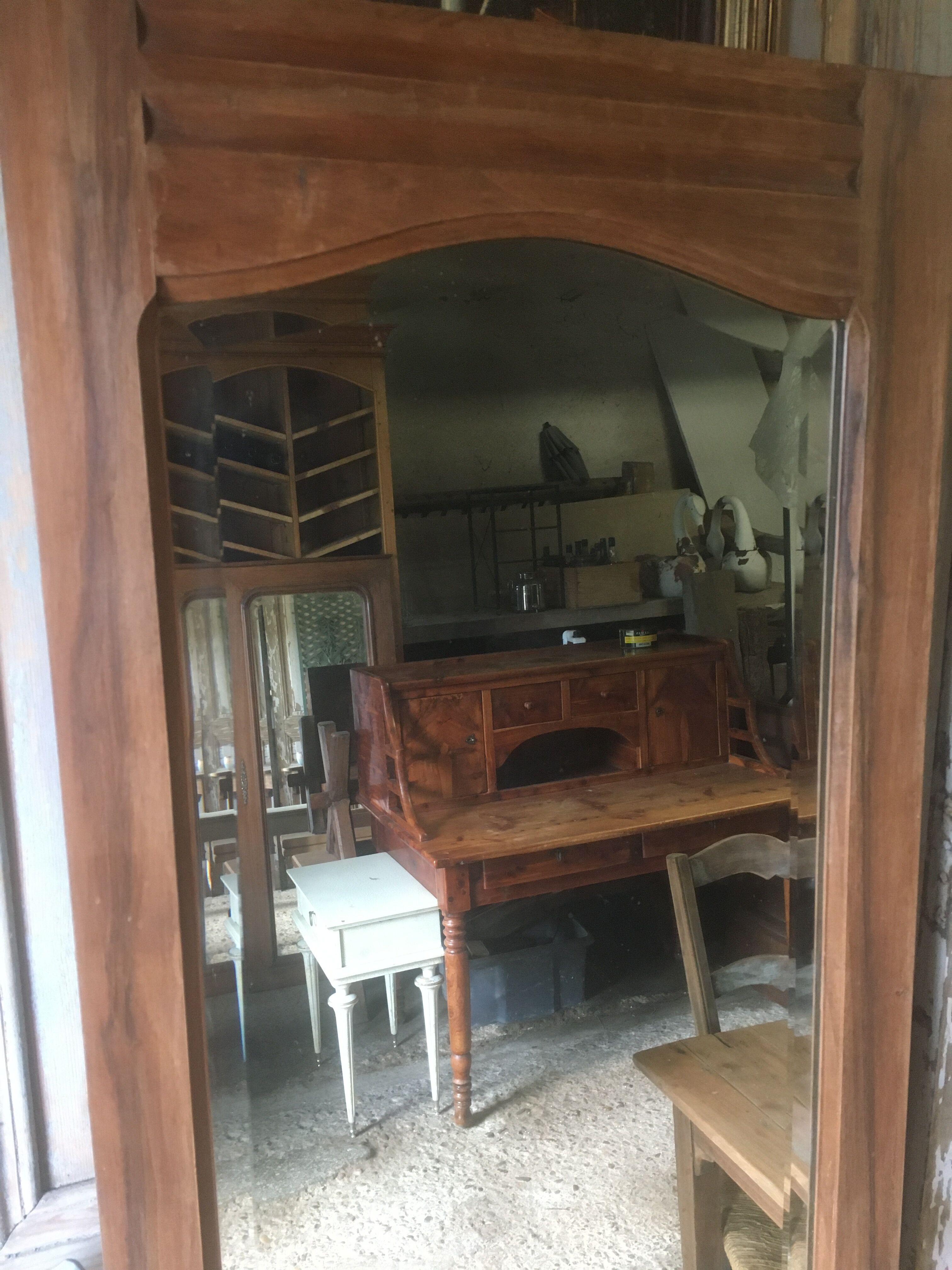 Walnut beveled mirror