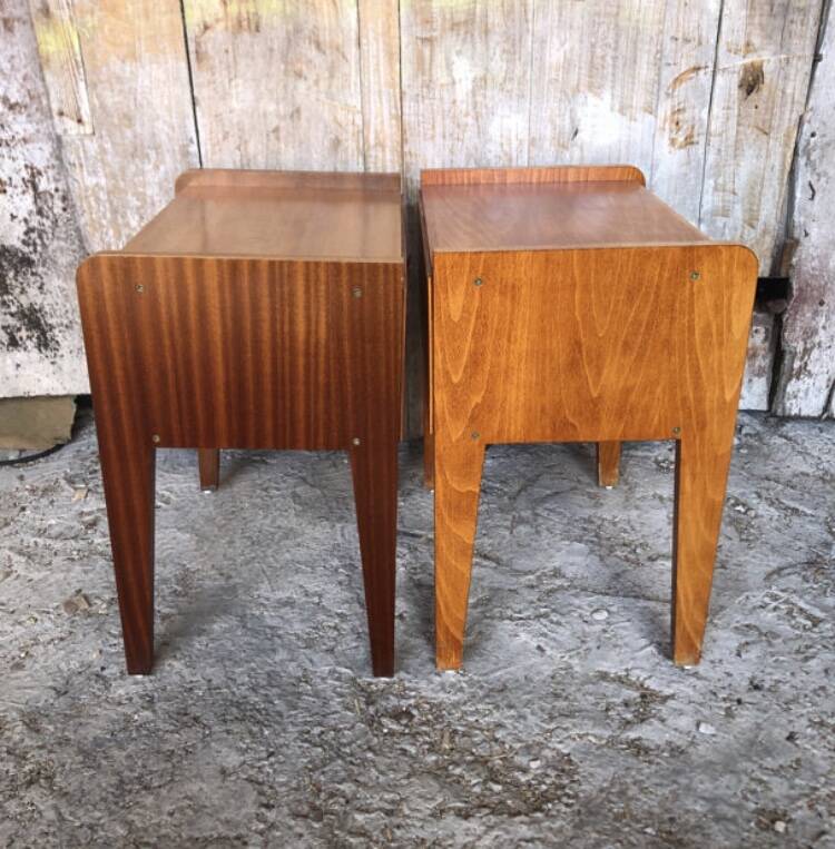 Pair of scandinavian vintage wood bedside tables