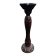 Round candle holder in turned carved wood