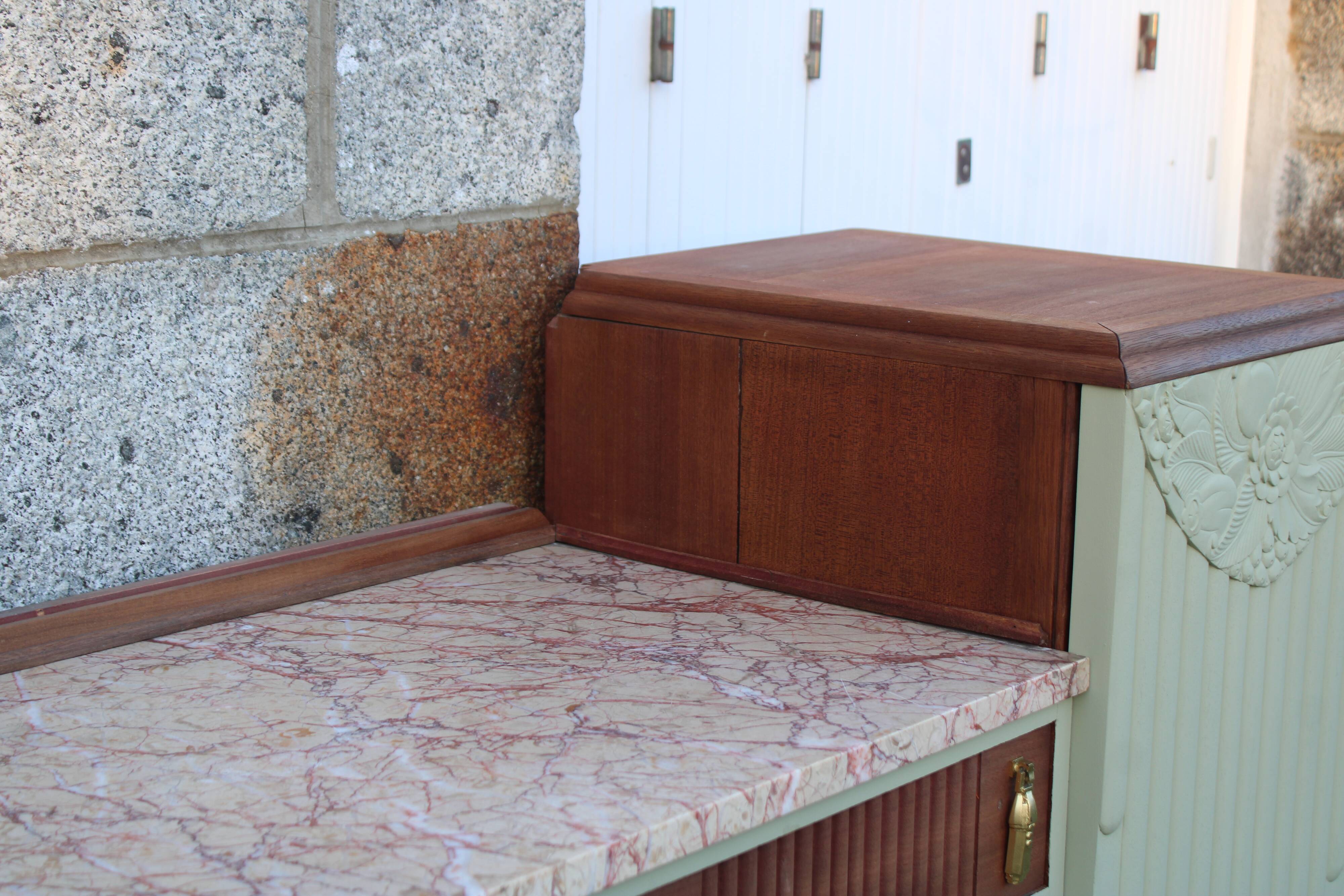 Renovated antique Art Deco sideboard – Lizard Green (Pure & Paint)
