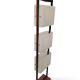 Column totem floor lamp in teak and frosted resin Scandinavian design