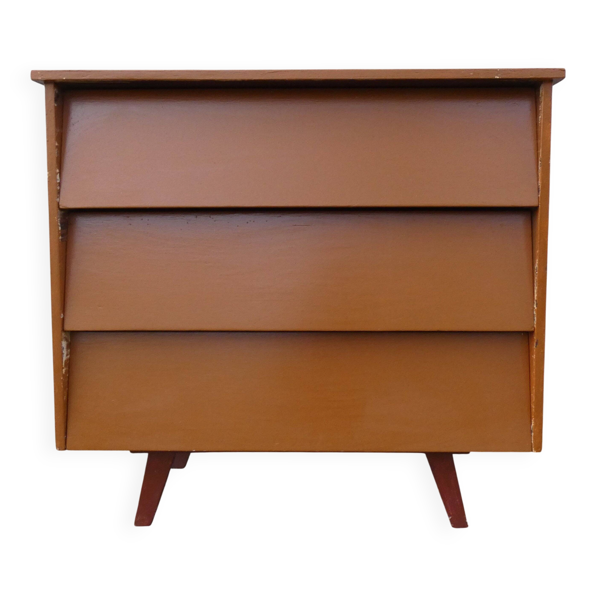 vintage wooden chest of drawers with tapered legs