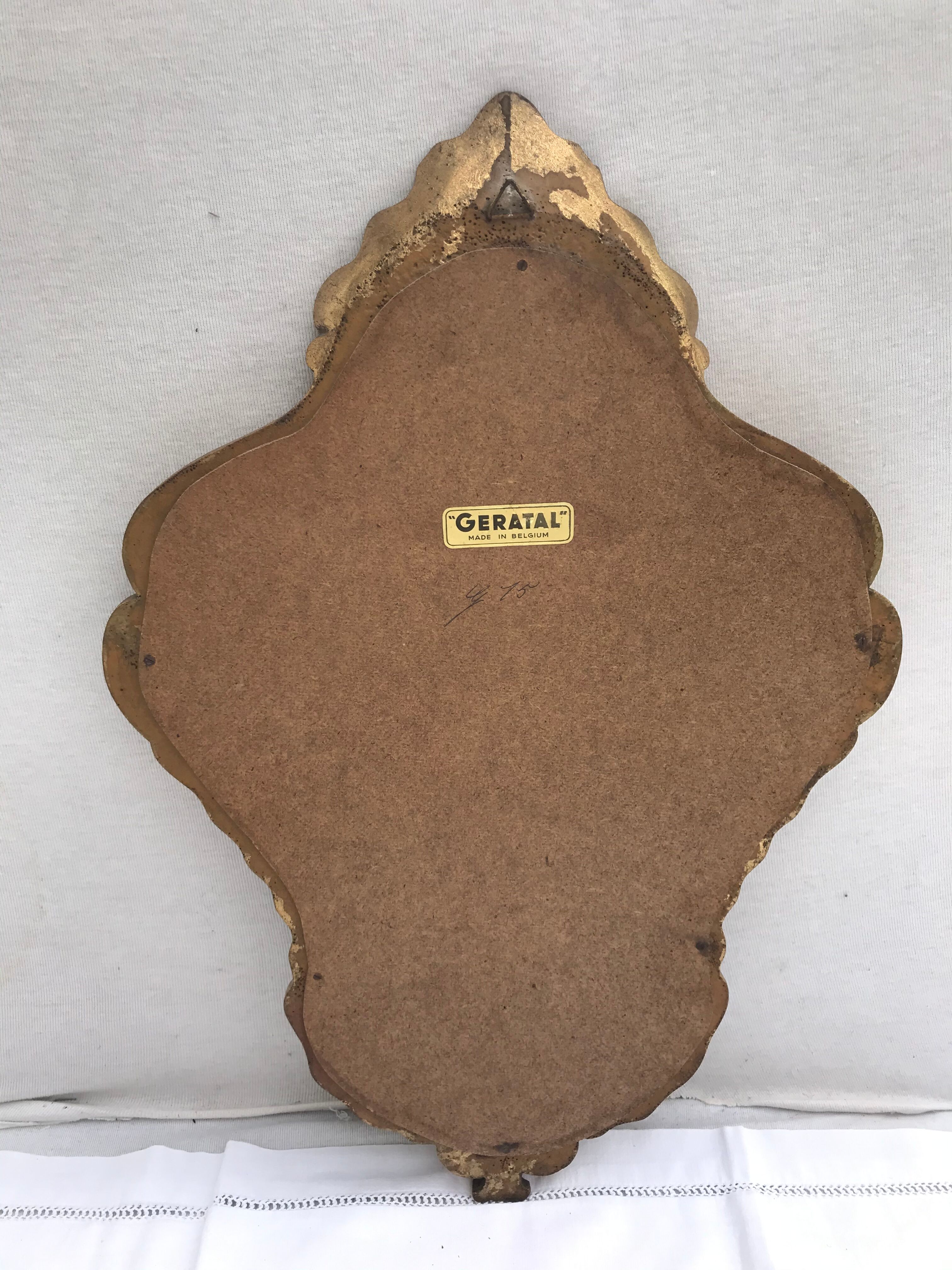 Ancient Mirror Baroque Style A Golden Wood Shell - Vintage Decoration Glass 31x47cm