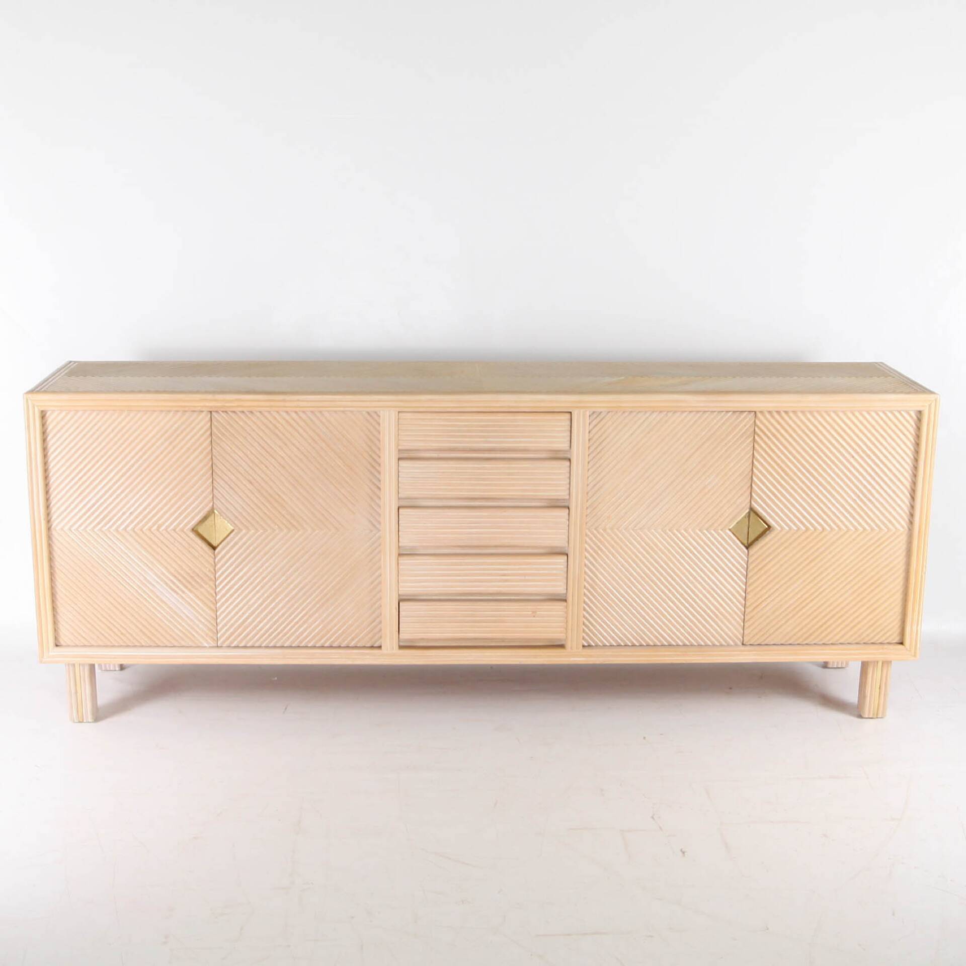Rattan and brass sideboard