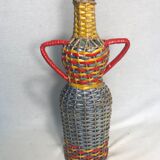 Bouteille verre rotin scoubidou couleurs