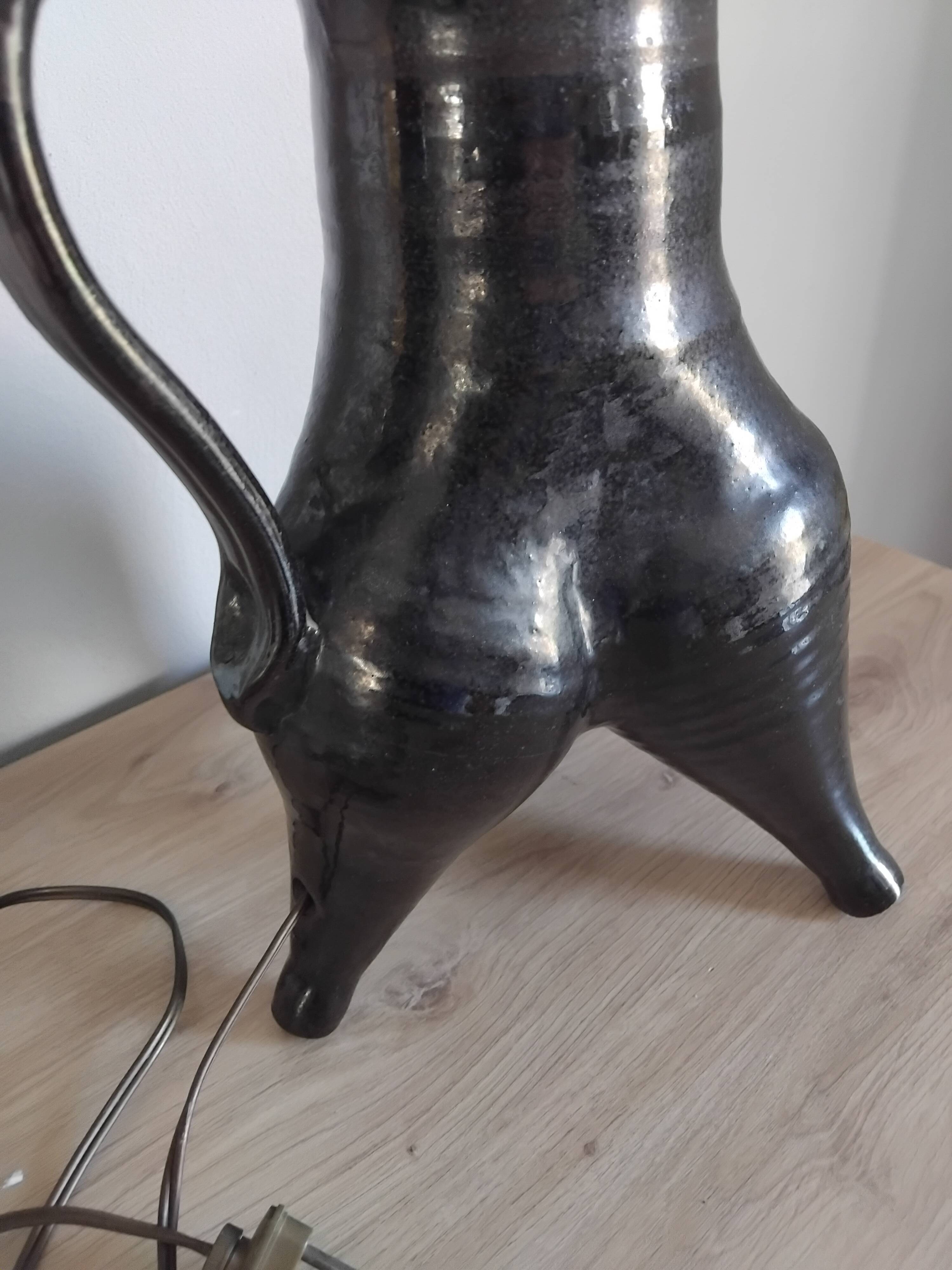 Pied de lampe forme libre en céramique style Vallauris, années 50