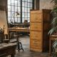 Vintage Industrial English Oak Filing Cabinet with Drawers, 1920s