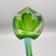 Paire de vases en verre soufflé soliflore vert et bleu