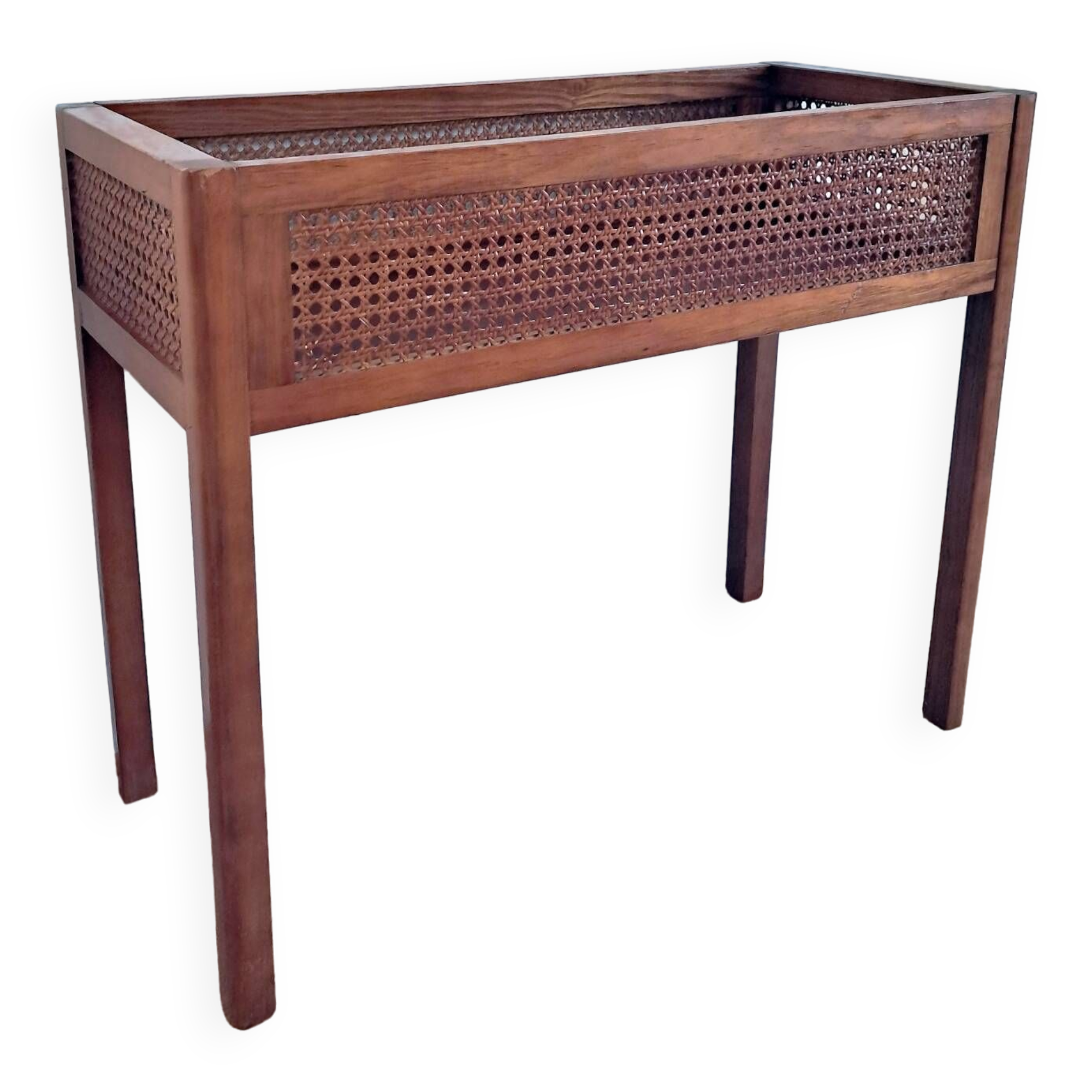 Wood and cane planter