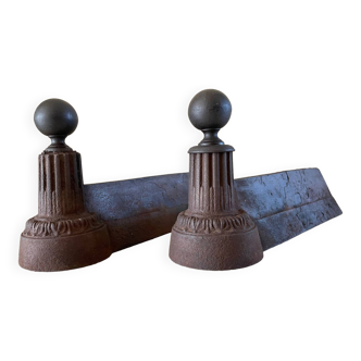 Pair of old vintage steel andirons