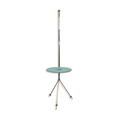Lampadaire tripode en laiton et verre