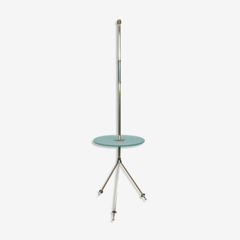 Tripod floor lamp in brass and glass