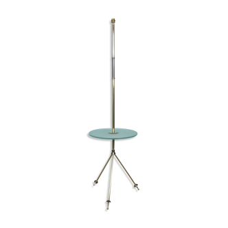 Tripod floor lamp in brass and glass