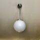 Minimalist chrome and opaline pendant lamp 1950