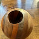 Large round wooden candle holder inlaid
