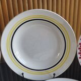 6 old plates mismatched geometric patterns Moulin des Loups, St Amand