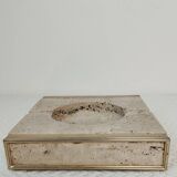 Travertine and brass ashtray