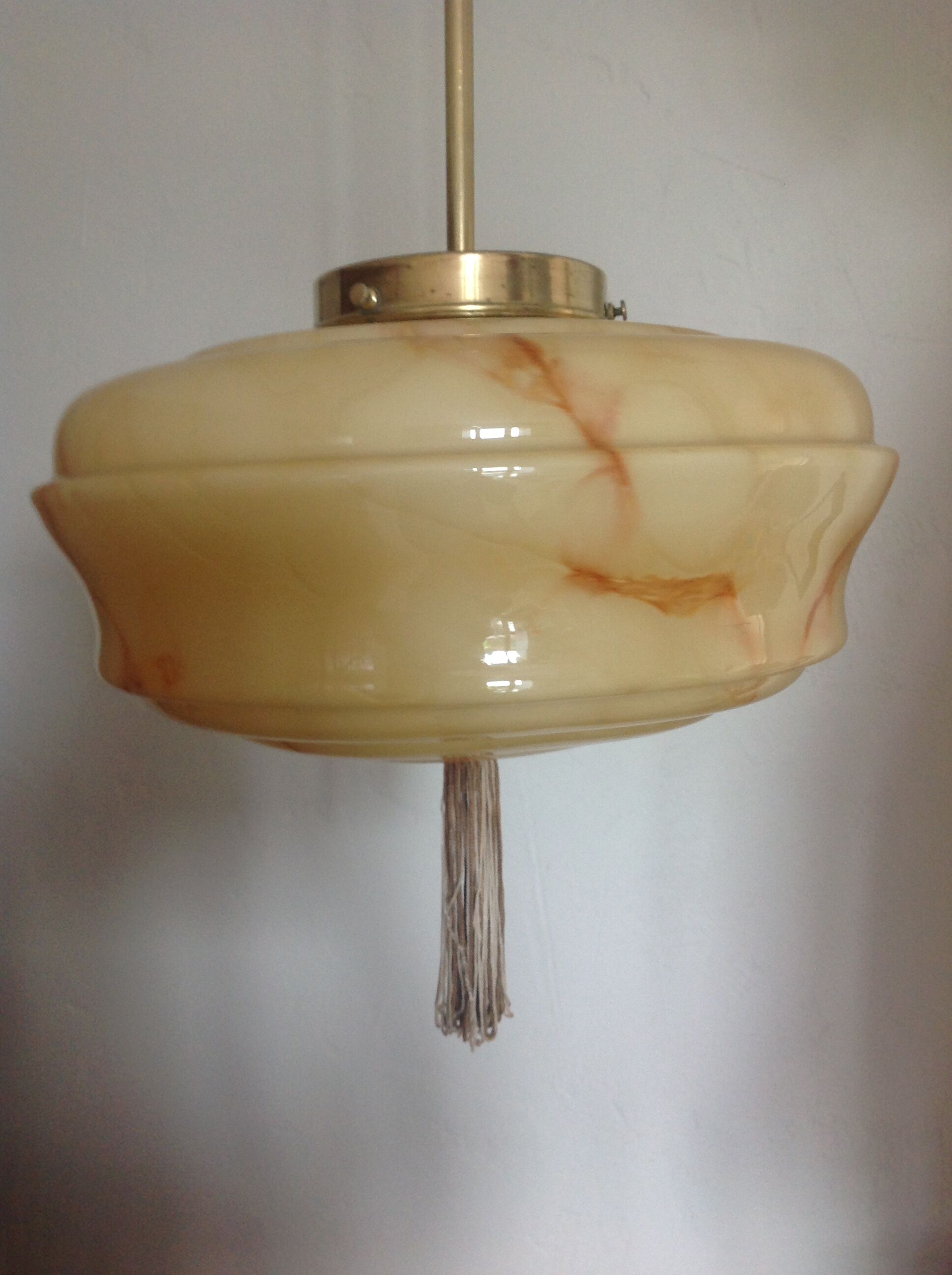 Vintage marbled glass globe ceiling light 50s 60s