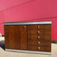 Vintage wooden and aluminium commode made in France, 70s.