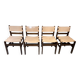 Set of four wooden and leather chairs from Maison Regain
