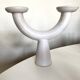 Brutalist candle holder made of white chamotte clay, 1980.