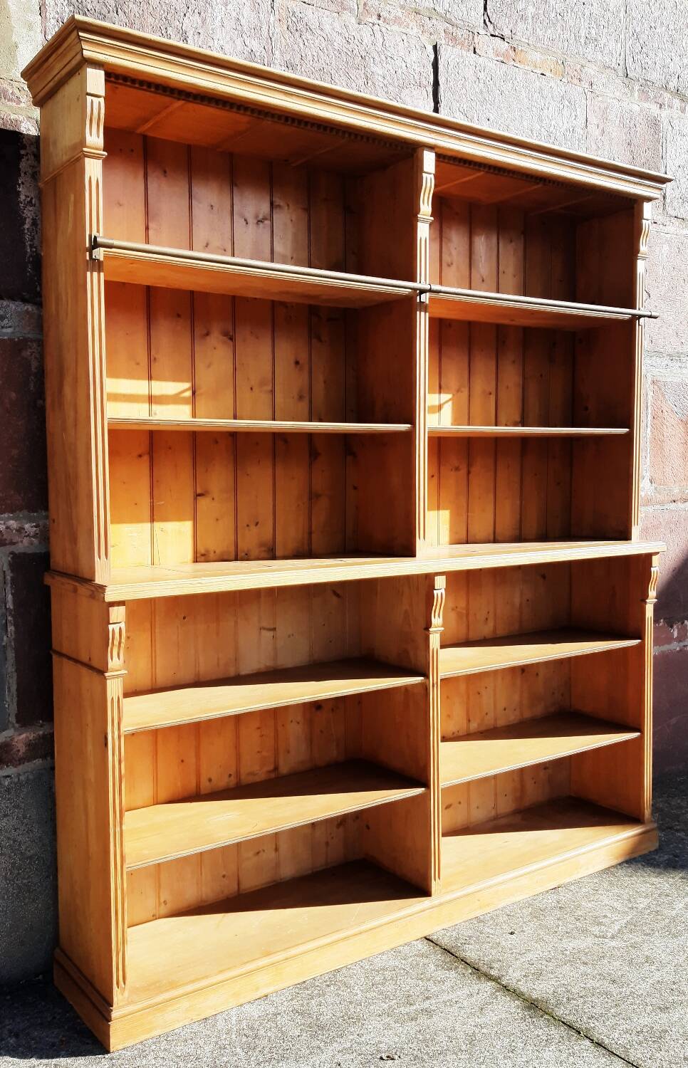 Pine bookcase (251 x 49 x height 288 cm)