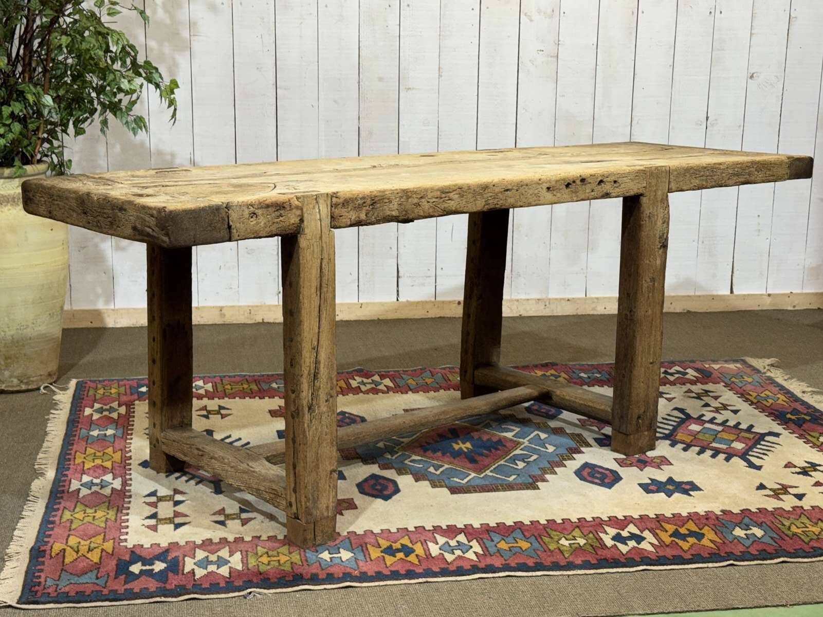 Console - raw oak carpenter's table from the 1930s