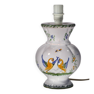 Handcrafted lamp base in Moustiers faience, 13x18cm, Made in France
