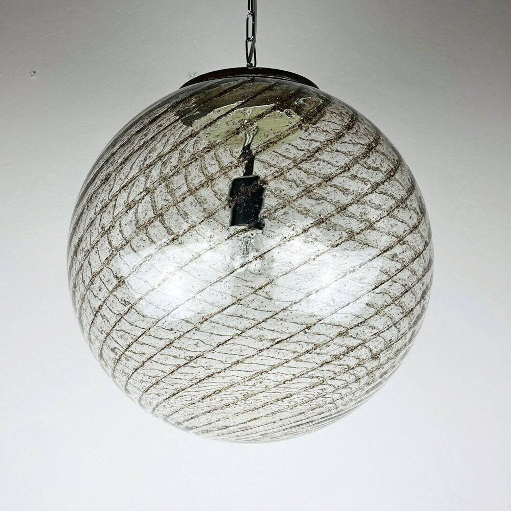 Vintage swirling Murano glass pendant lamp La Murrina, Italy, 1970s