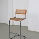 Tabouret de bar en rotin tubulaire style Marcel Breuer | Italie | Années 1970