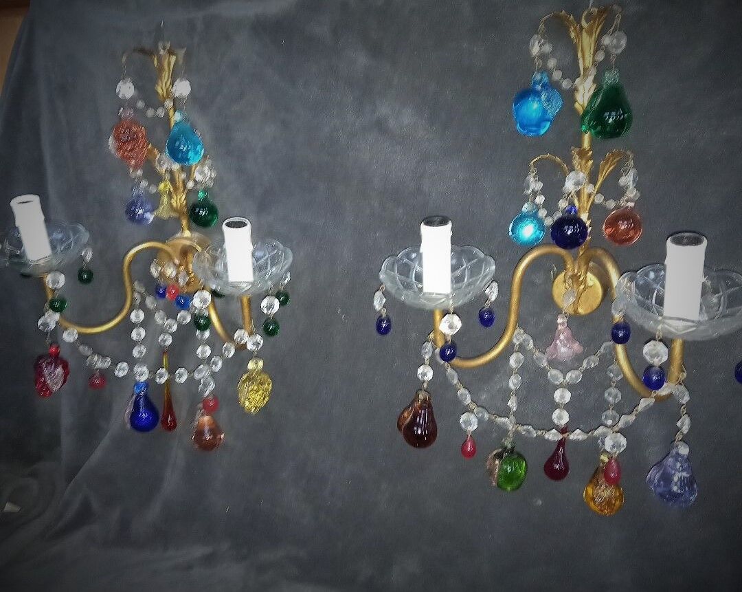 Set wall lamps of murano decor fruit cluster