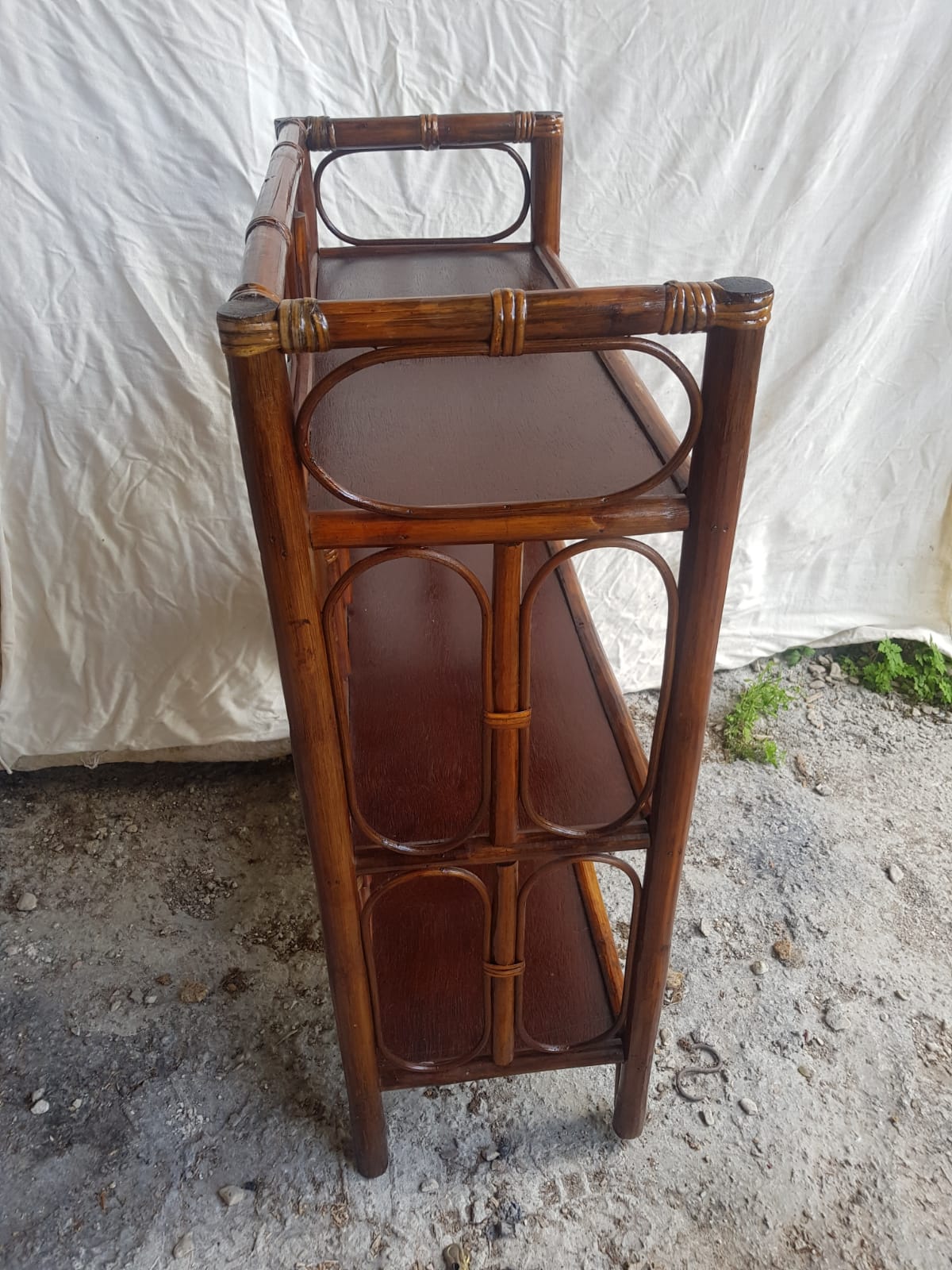 Old furniture rattan shelf 3 shelves 70s vintage