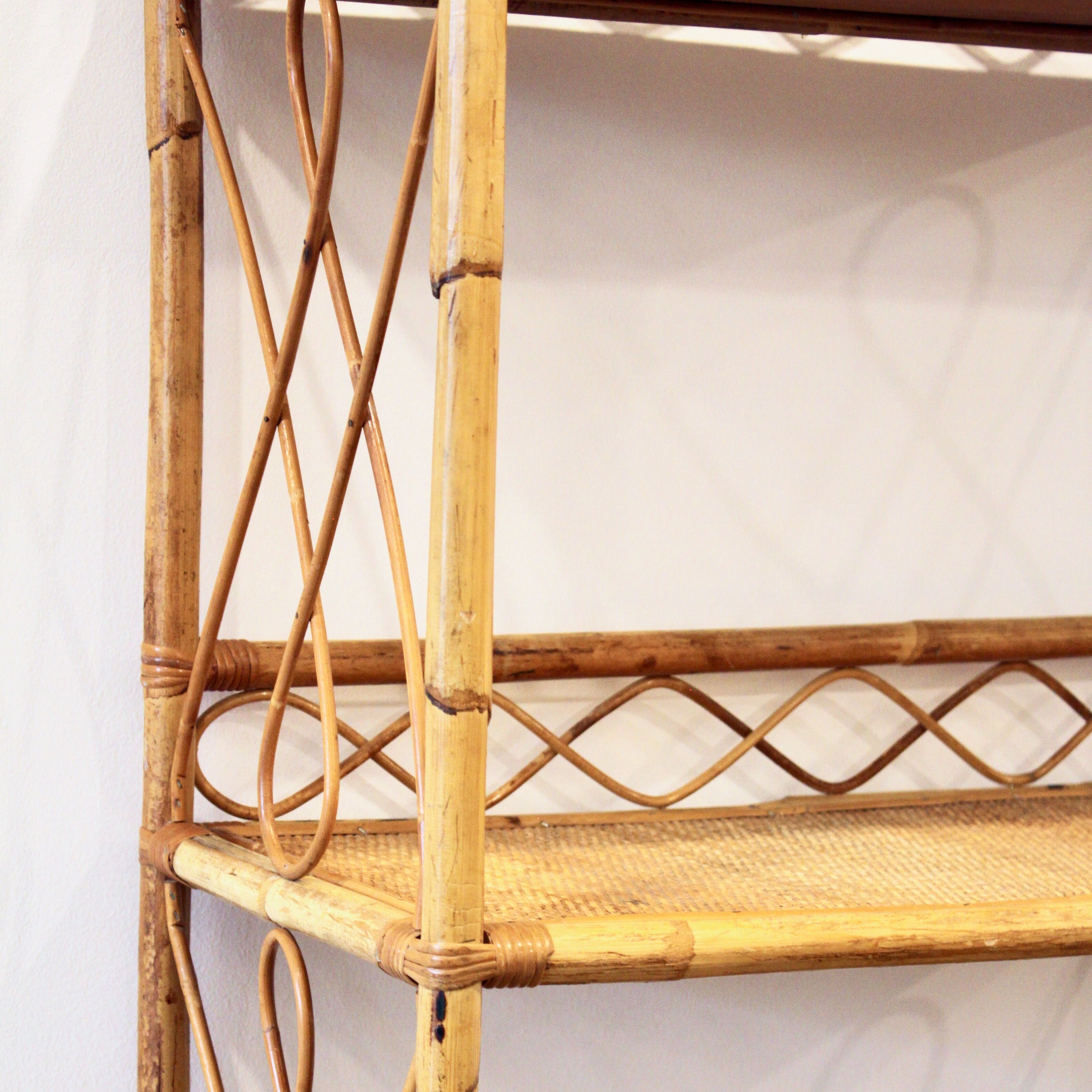 Rattan shelving unit 1970