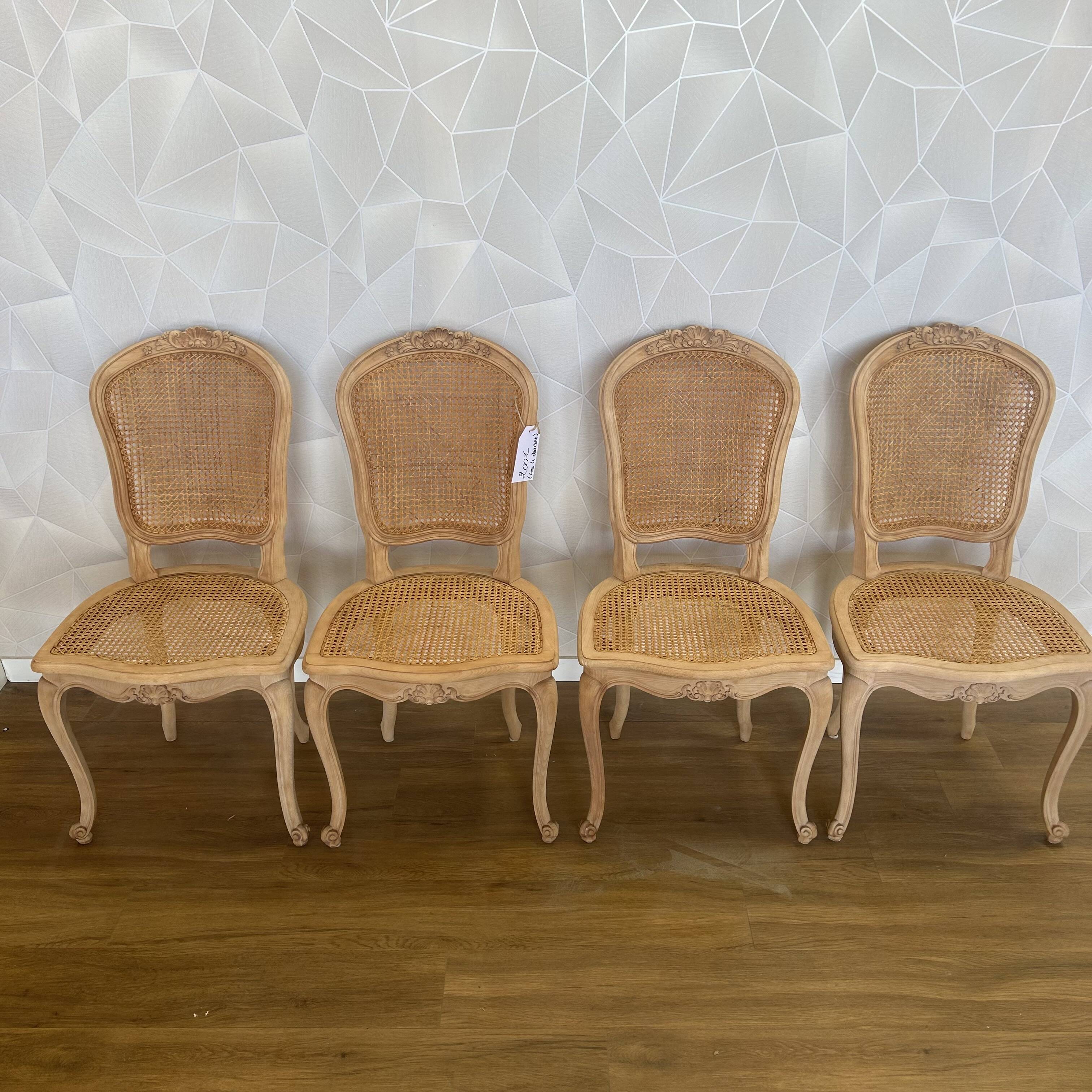 Set of 4 regency chairs with stripped airbrushed cane