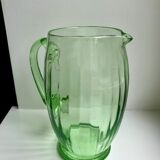 Art deco green glass pitcher / carafe 30s-40s