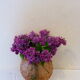 Vase boule en verre depoli rose, fleurs en relief, art deco