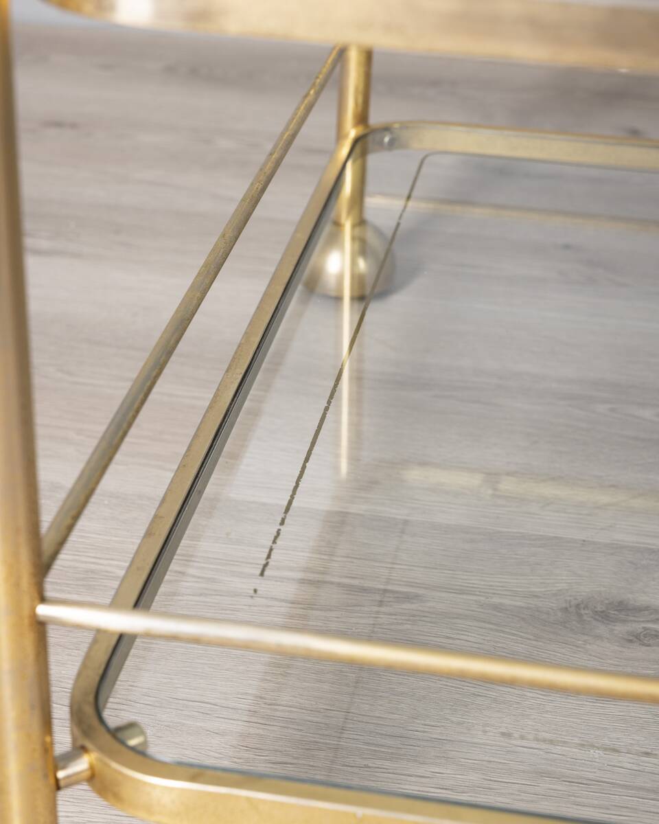 Vintage 1970s gold-plated metal and glass coffee table, designed by Allegri