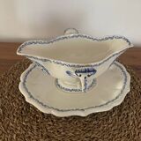 Gien earthenware gravy boat, Rouen decor
