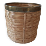 Rattan and brass pot cover or basket