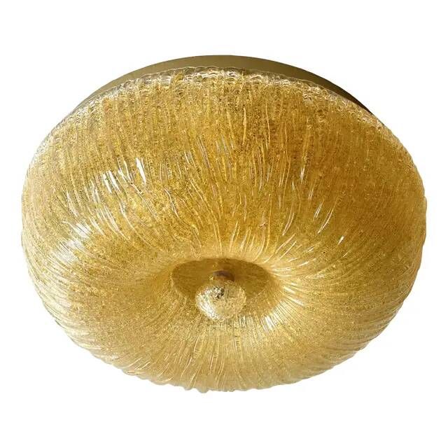 Venetian Amber Graniglia Budino Murano Glass Flush Mount by Simoeng
