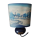 Ceramic lamp, Montclus art workshop, silk lampshade, hand painted